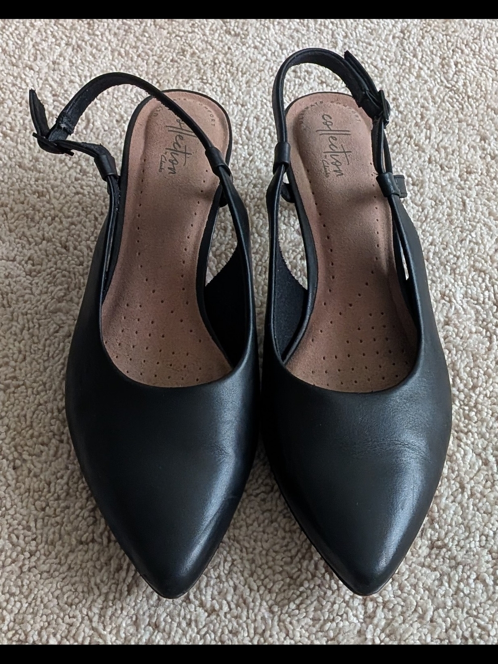 Clarks Linvale Loop Black Pointed Slingback. 11M Used In Very Good Condition